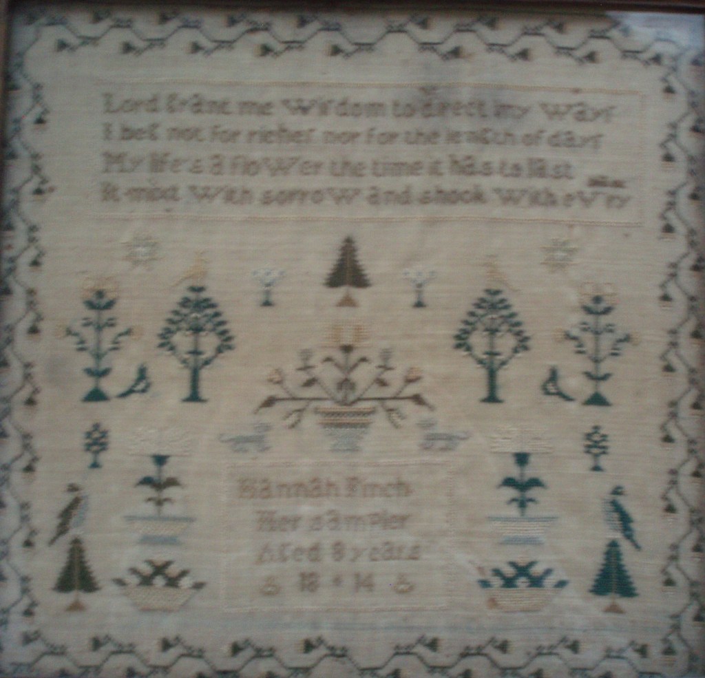 19th century sampler owned by Amanda Jane Oden