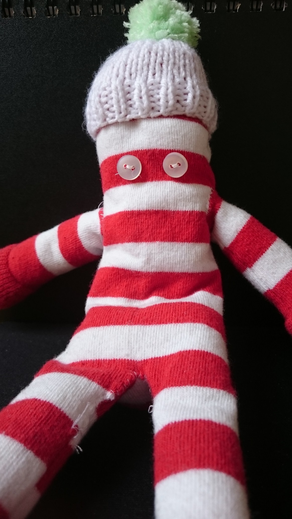 Sock person in small hat.JPG