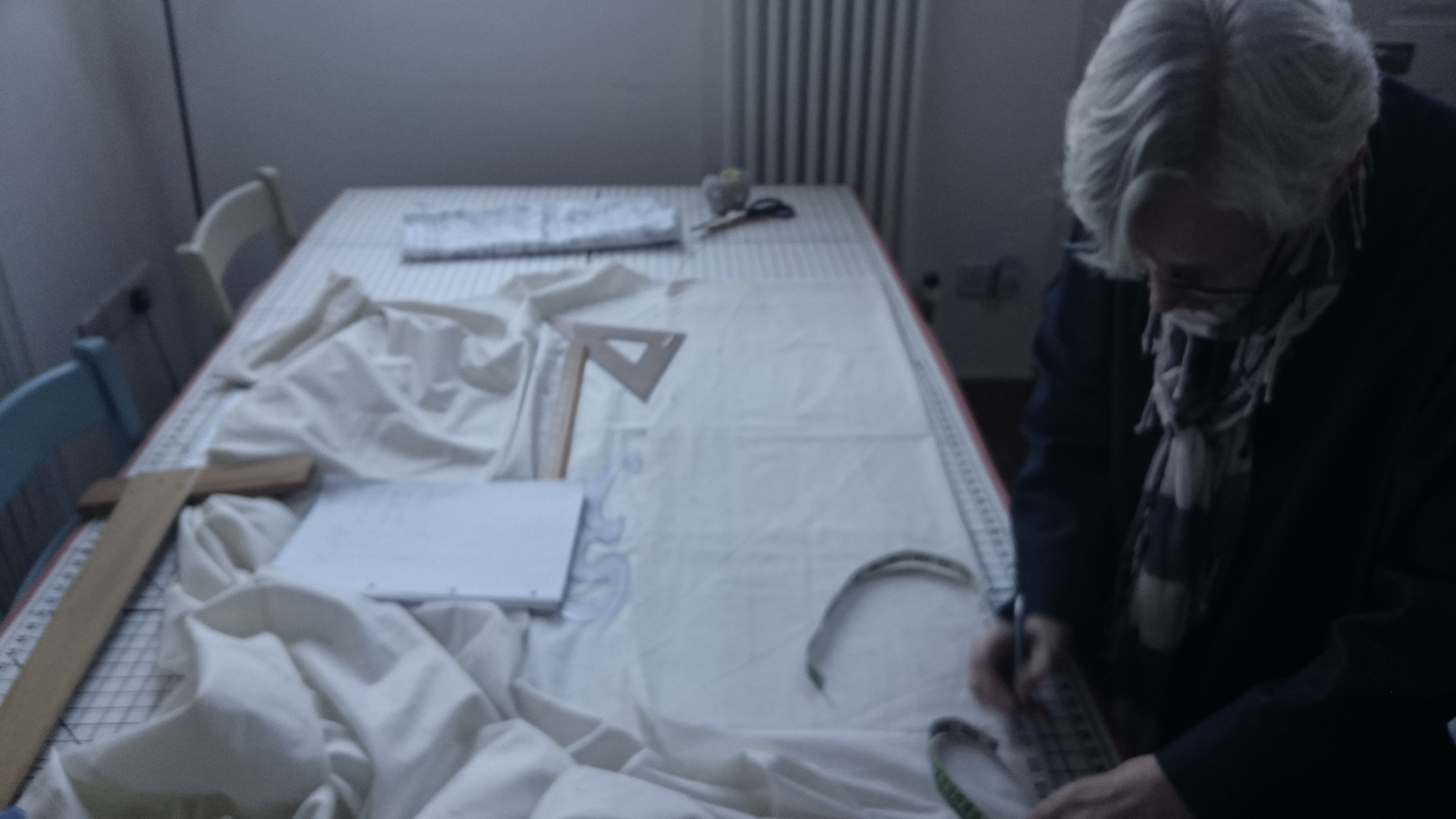 Hannah Watherston making a toile, photo by Amanda Jane Textiles