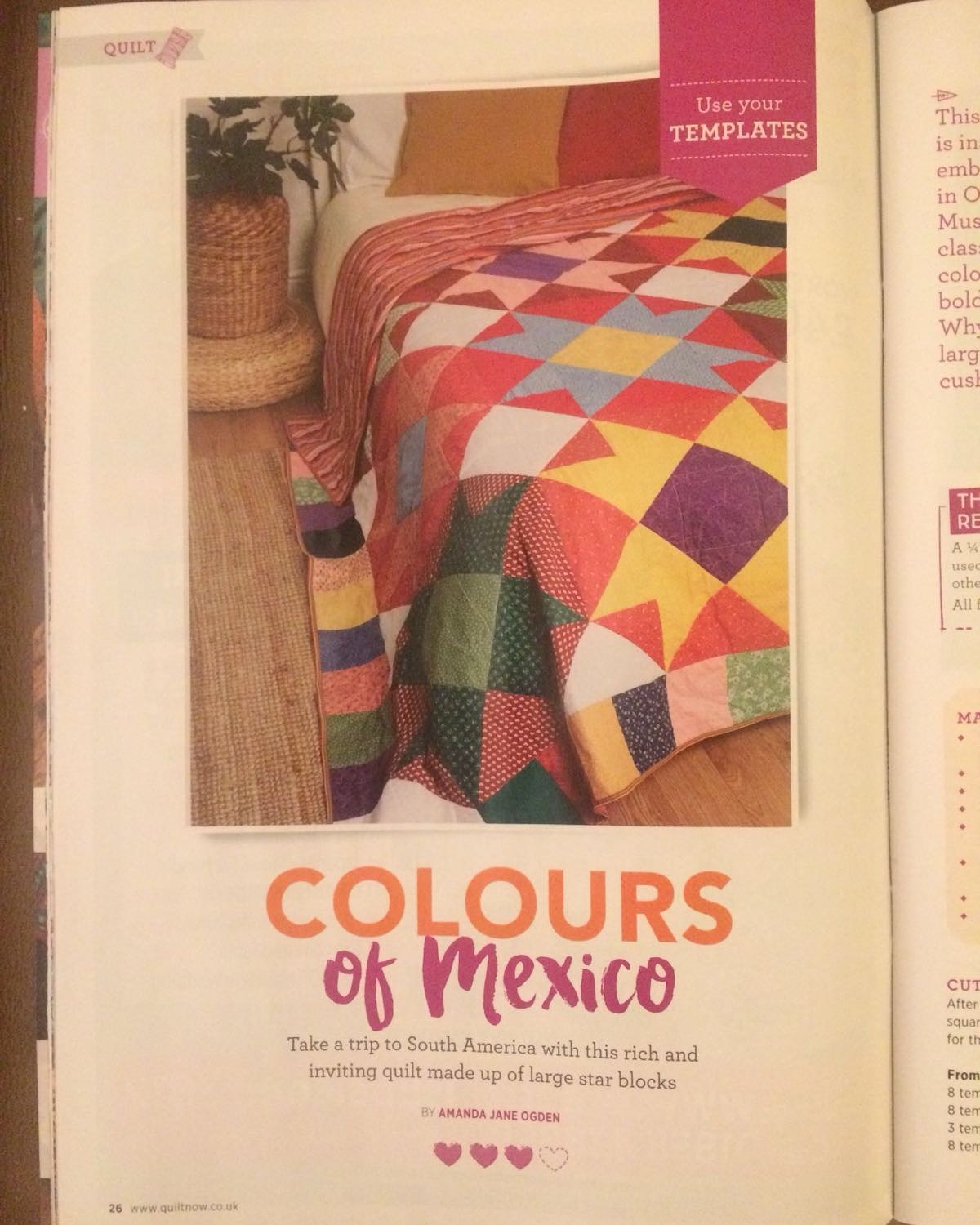 'Colours of Mexico' quilt in Quilt Now magazine 2018