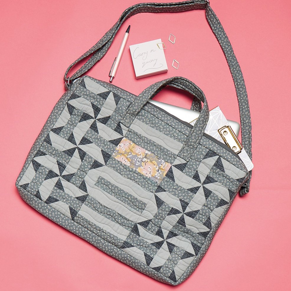 Laptop case for Quilt Now, designed by Amanda Jane Textiles