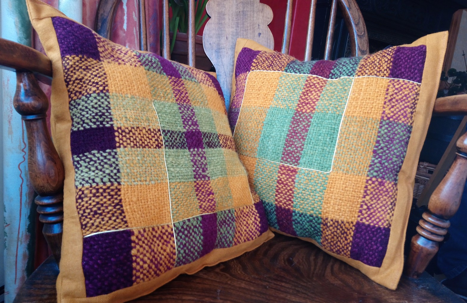 handwoven fabric made up into cushions