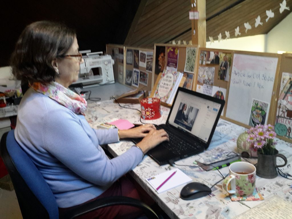 Working on the 'door' desk-top on the landing