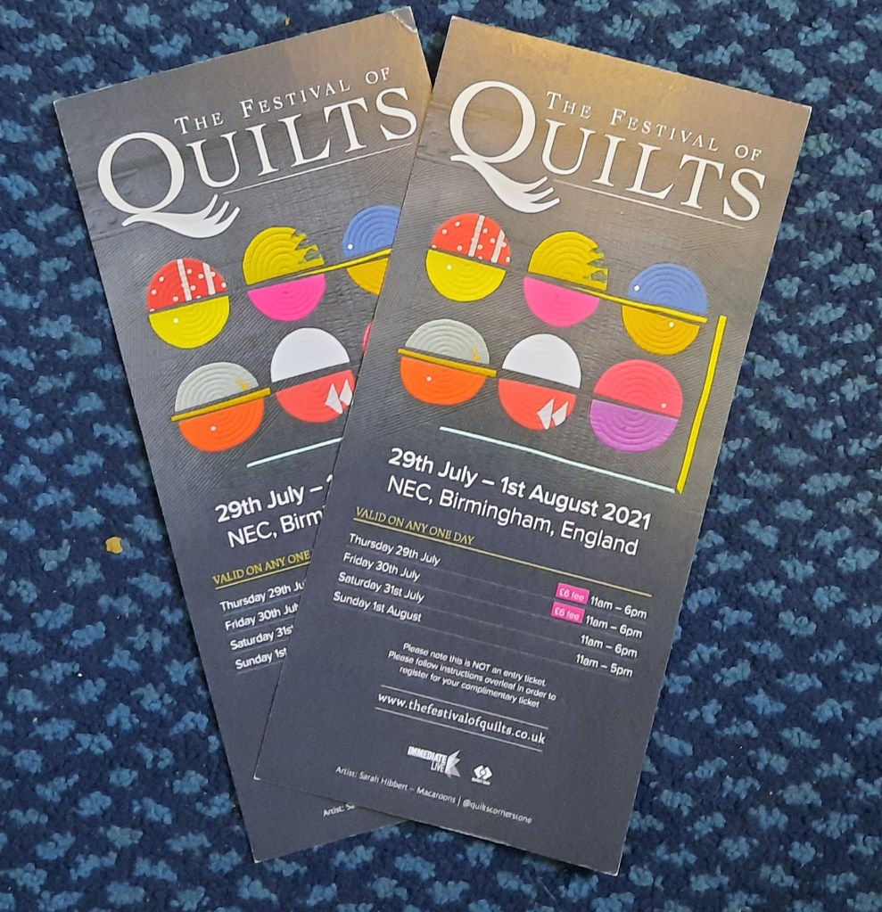 Tokens for two free tickets to the Festival of Quilts 2021