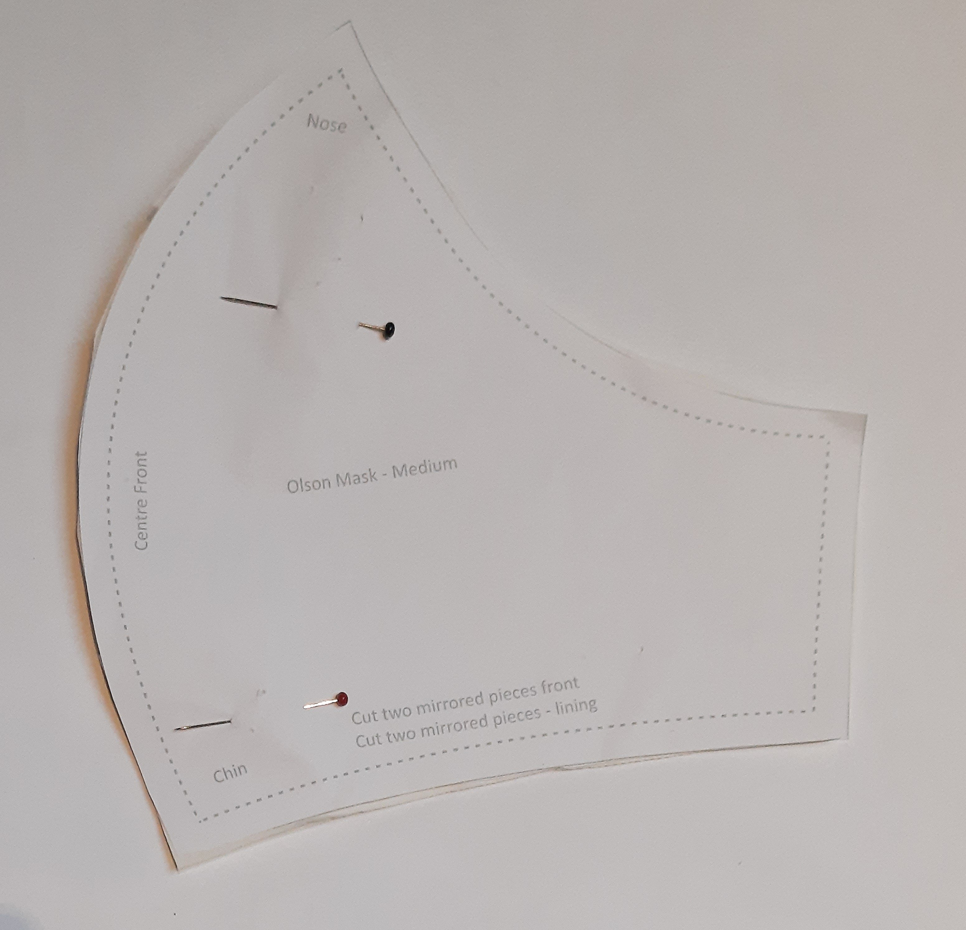 Template for the Olson Mask from instructions on the Bernina blog by Jan Allston