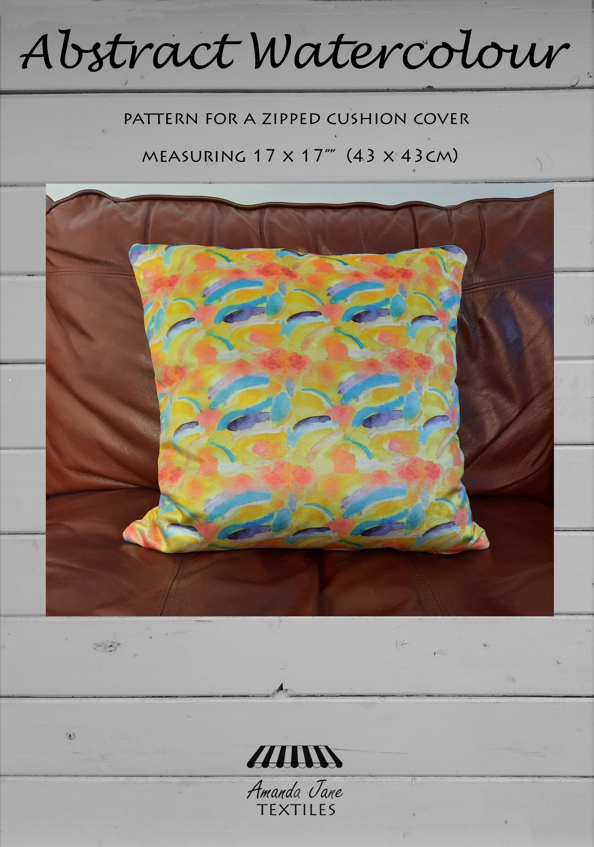 Abstract-Watercolour-cushion-cover-pattern by Amanda Jane Textiles