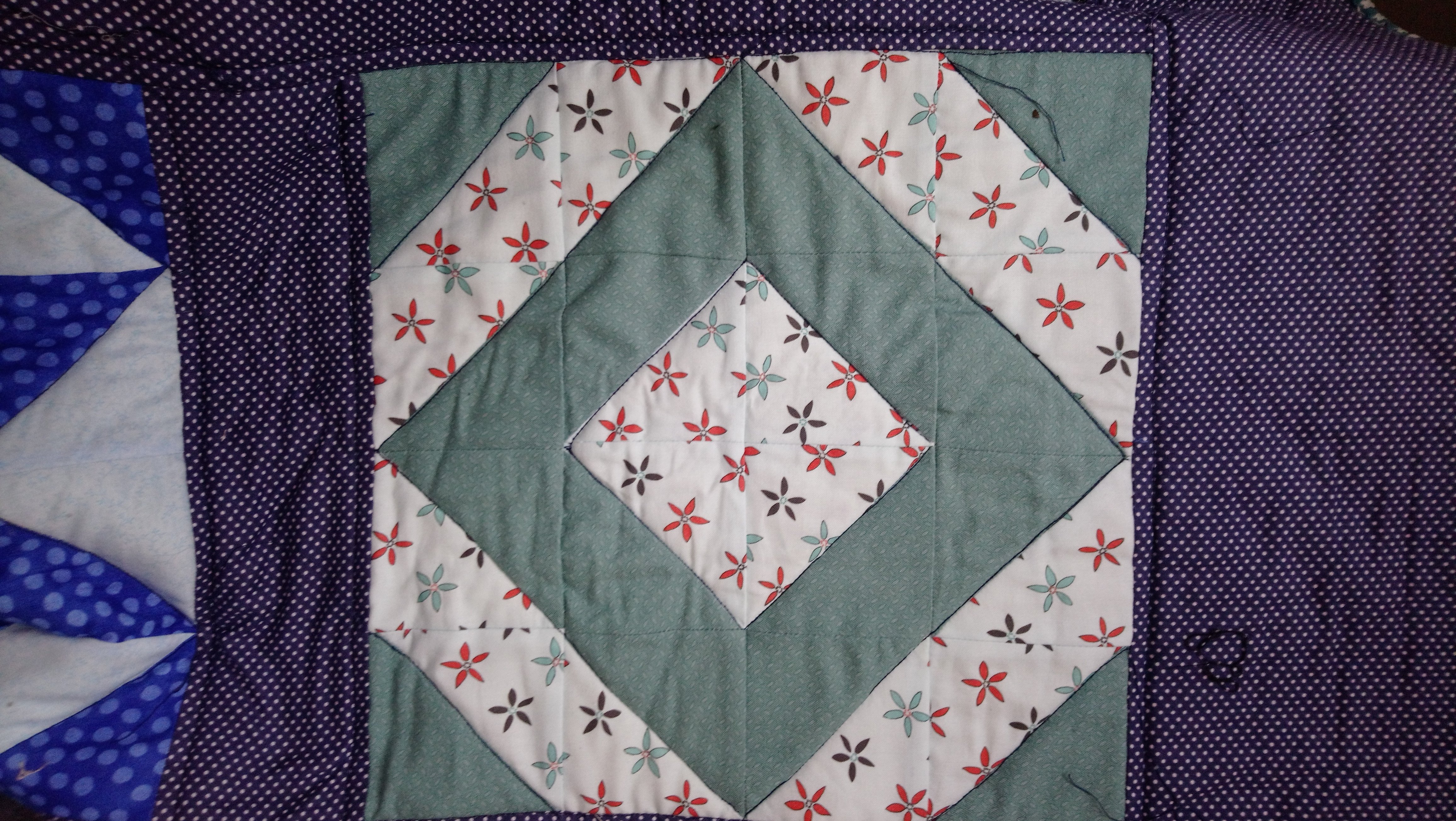 A quilt block, showing how it has been quilted