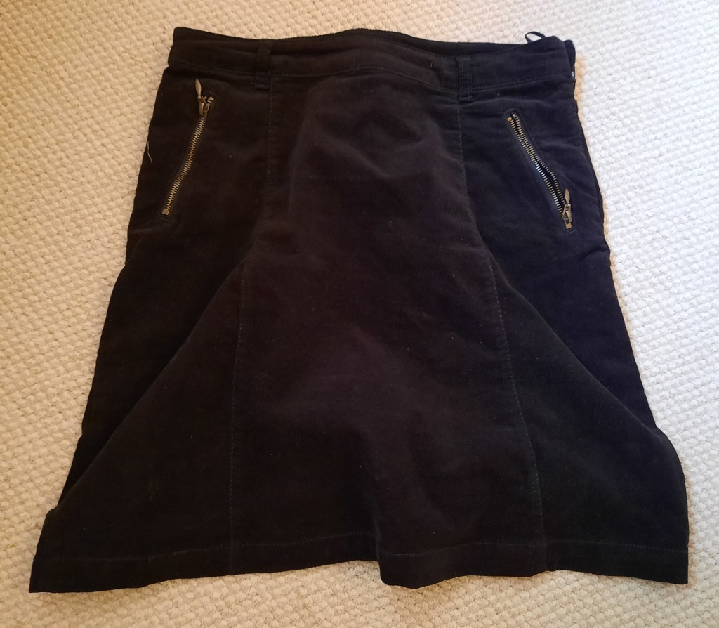 brown corduroy skirt ready for recycling
