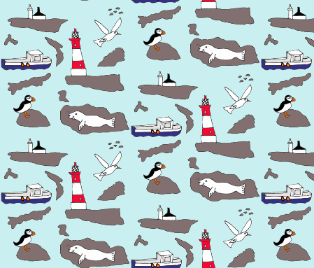 'Farne Islands' fabric design by Amanda Jane Textiles