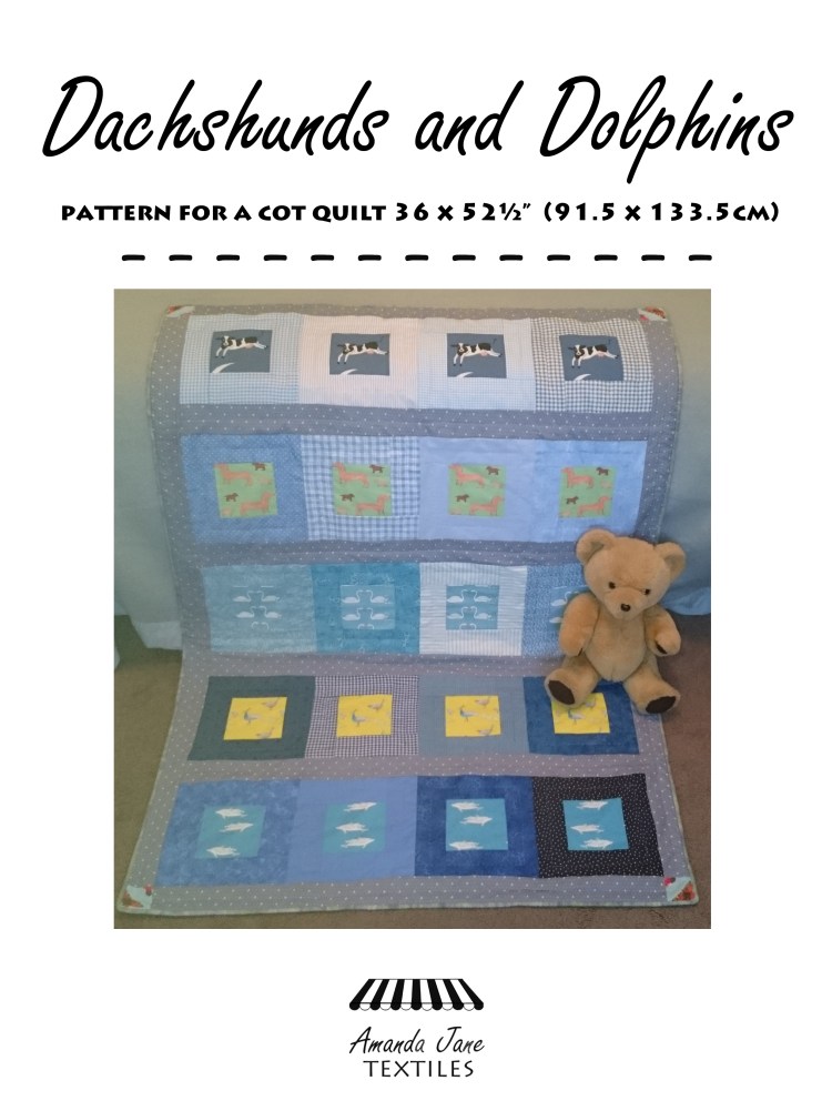 Dachshunds-and-Dolphins baby quilt pattern by Amanda Jane Textiles