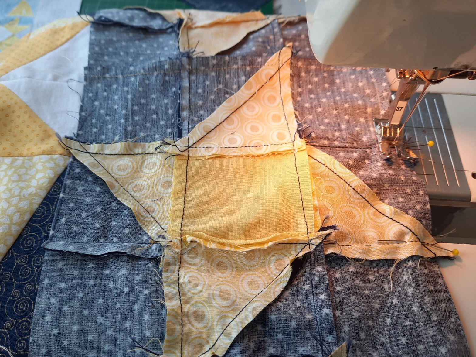 assembling the 'Watch the Stars' quilt top
