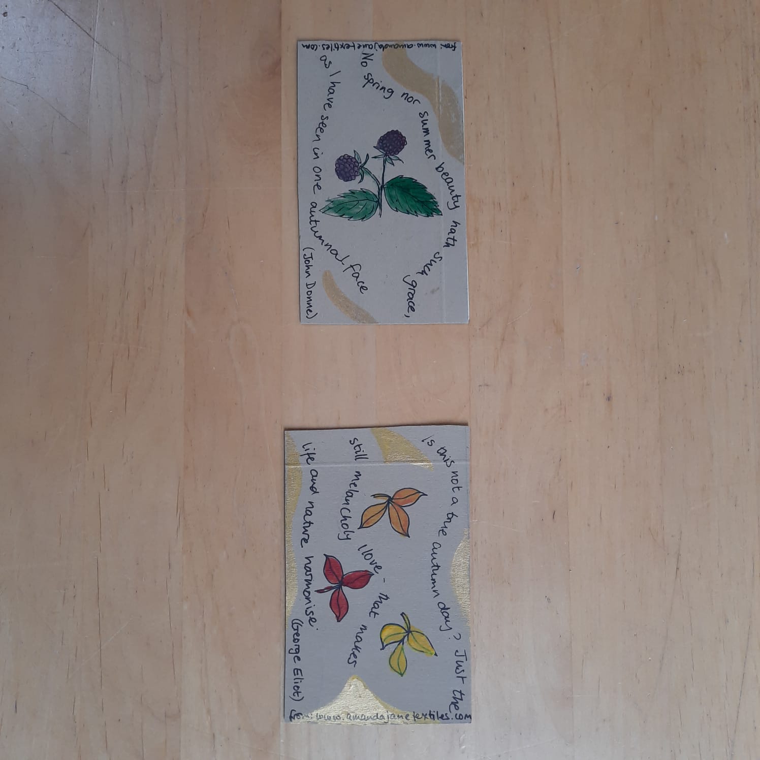 Cards made for the autumn Artists' DIY Postcard swop 2020, organised by iHanna