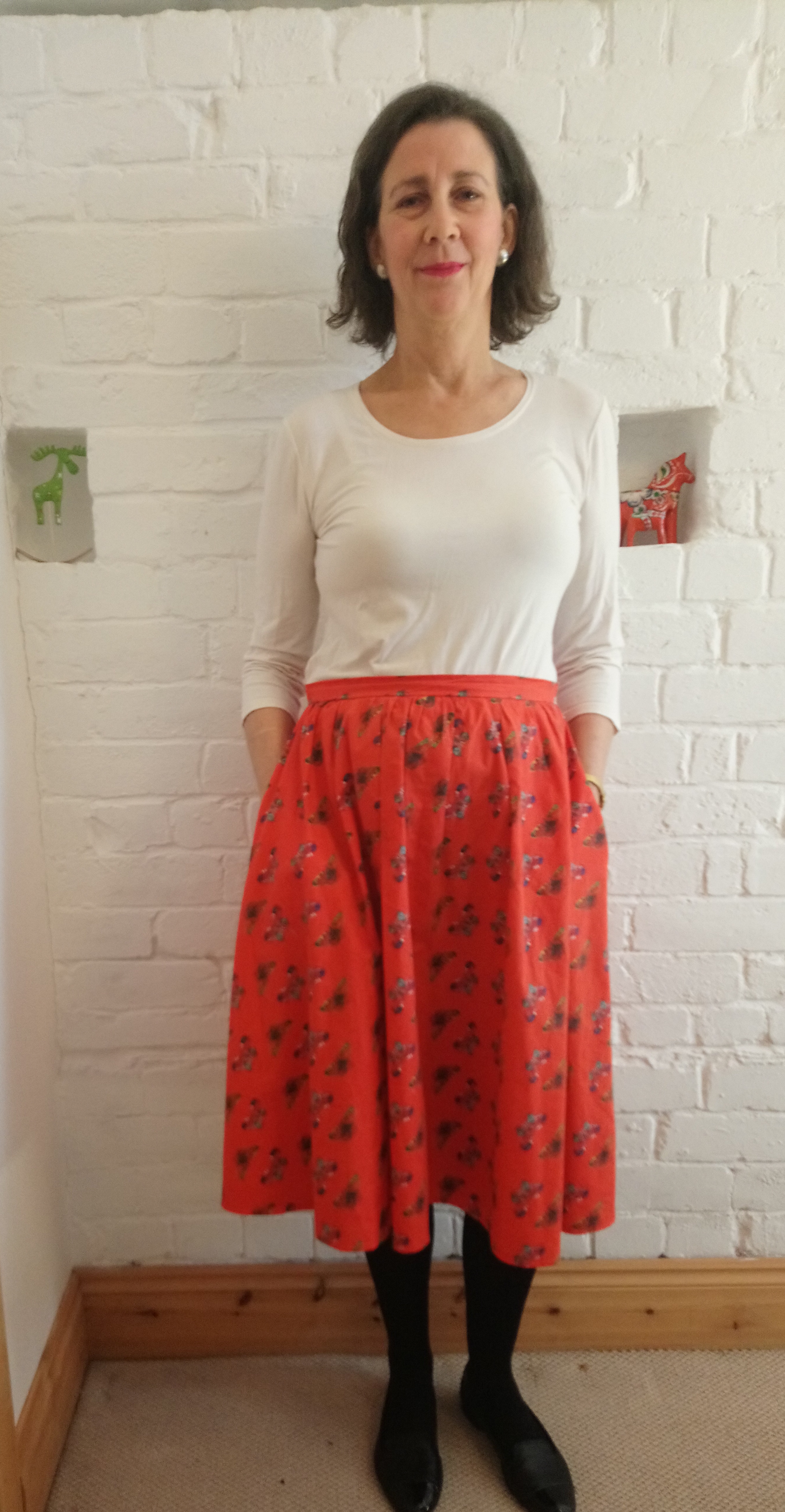 skirt made with 'summer butterflies on orange' fabric