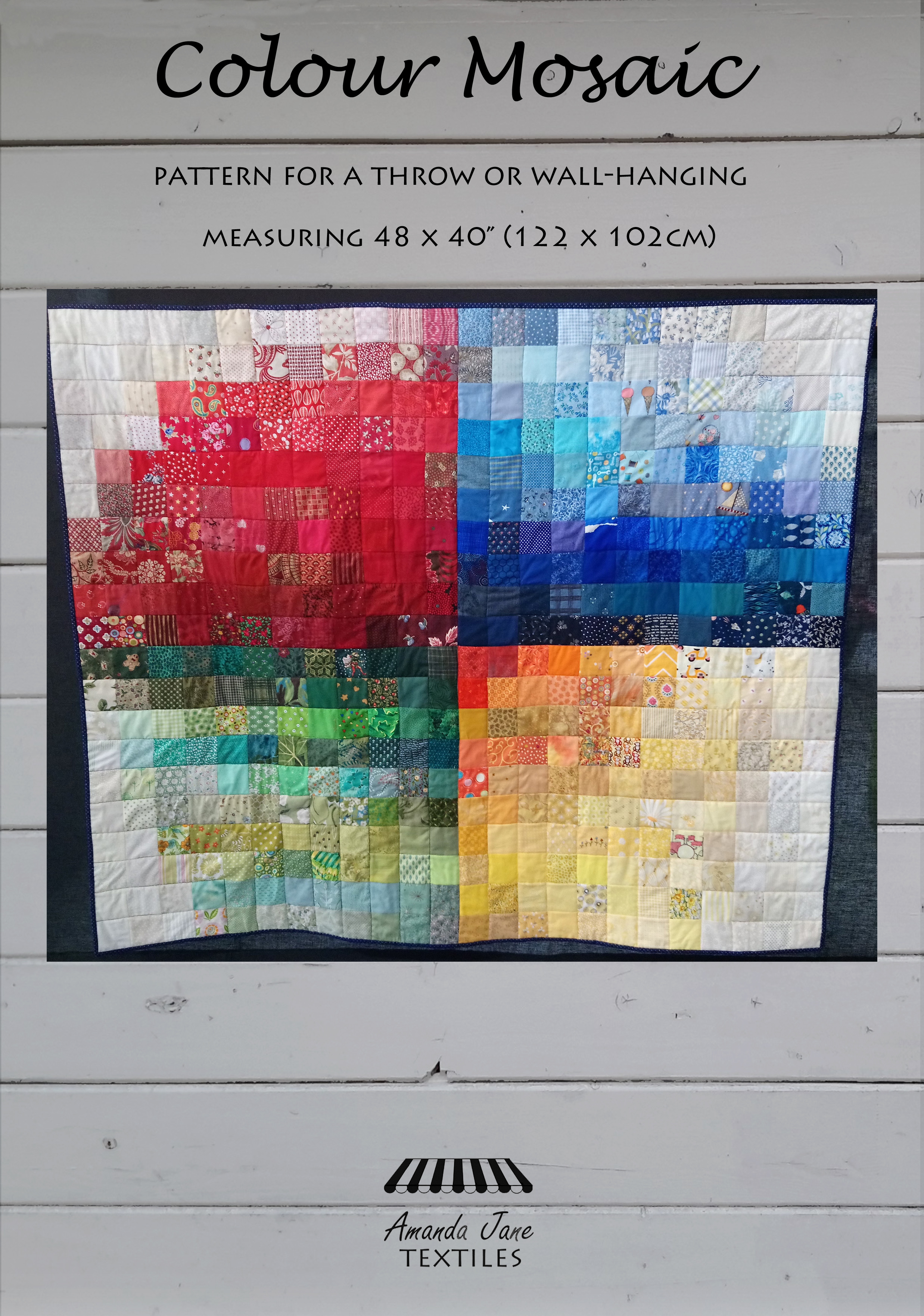 Cover of a pattern called Colour Mosaic by Amanda Jane Textiles
