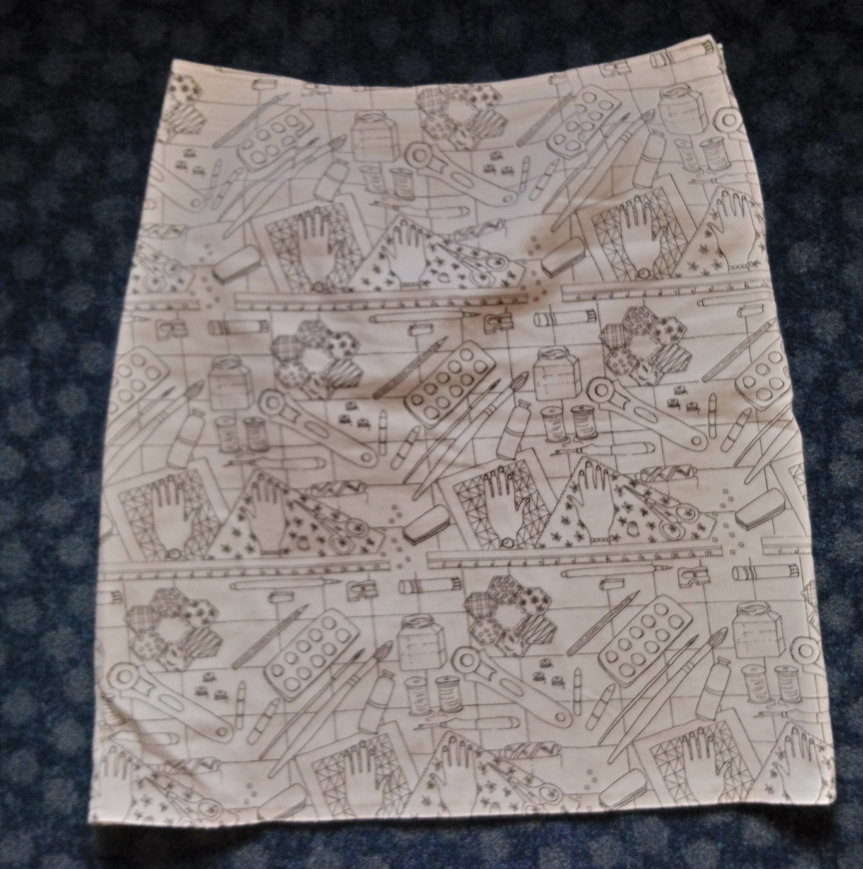 Skirt made with 'The work of my hands' fabric by Amanda Jane Textiles