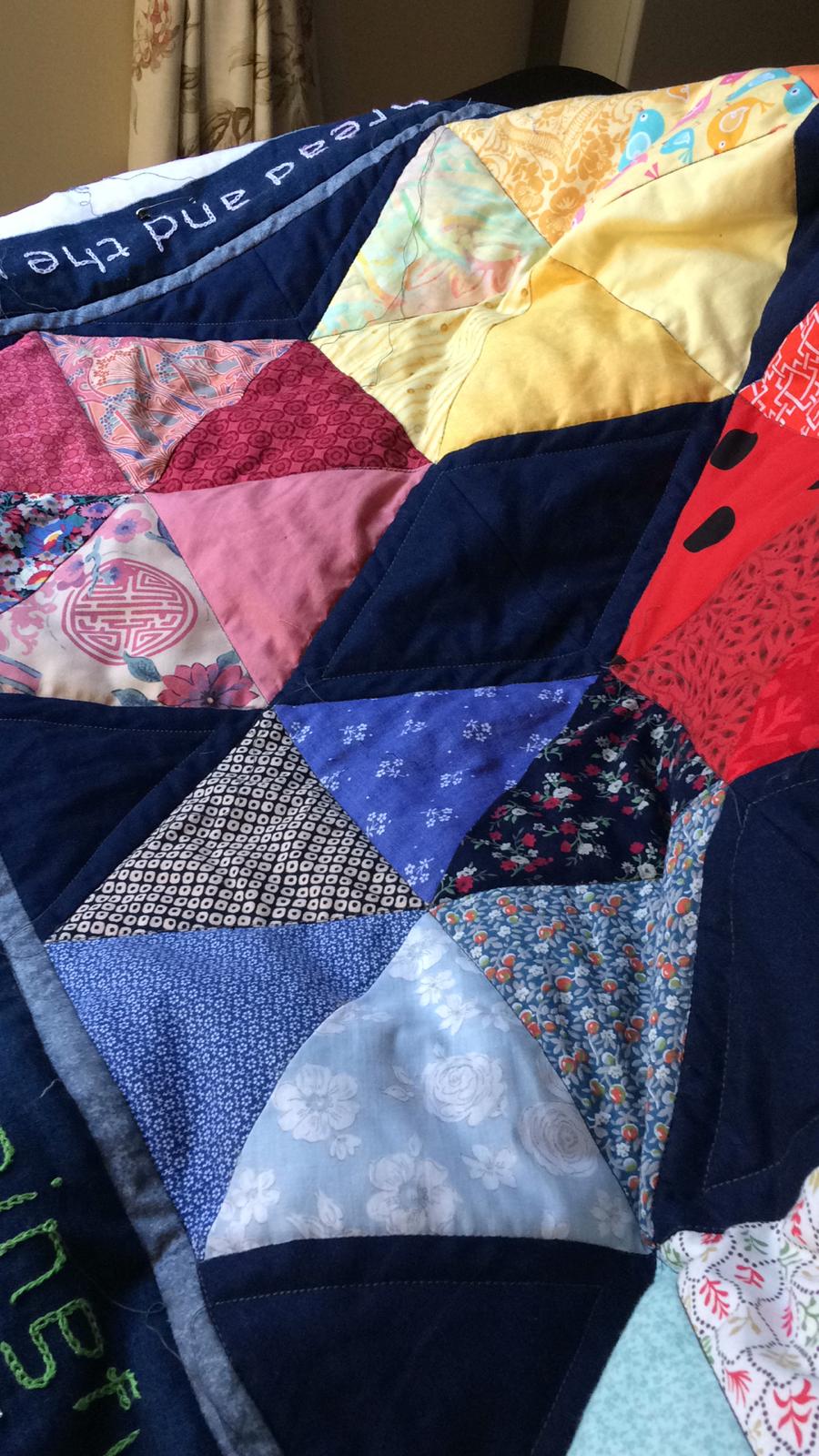 'Threaded friendship' quilt by Felicity Higginson, Alison Moore and Amanda Ogden, detail of the quilting