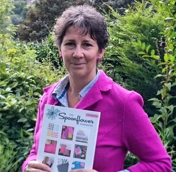 Textile designer Amanda Jane Ogden with Spoonflower handbook