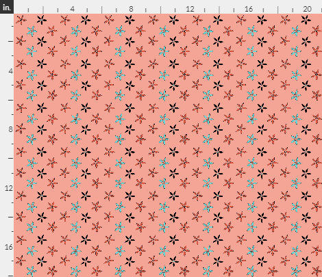 Flowers from Kirkcudbright, blue on coral