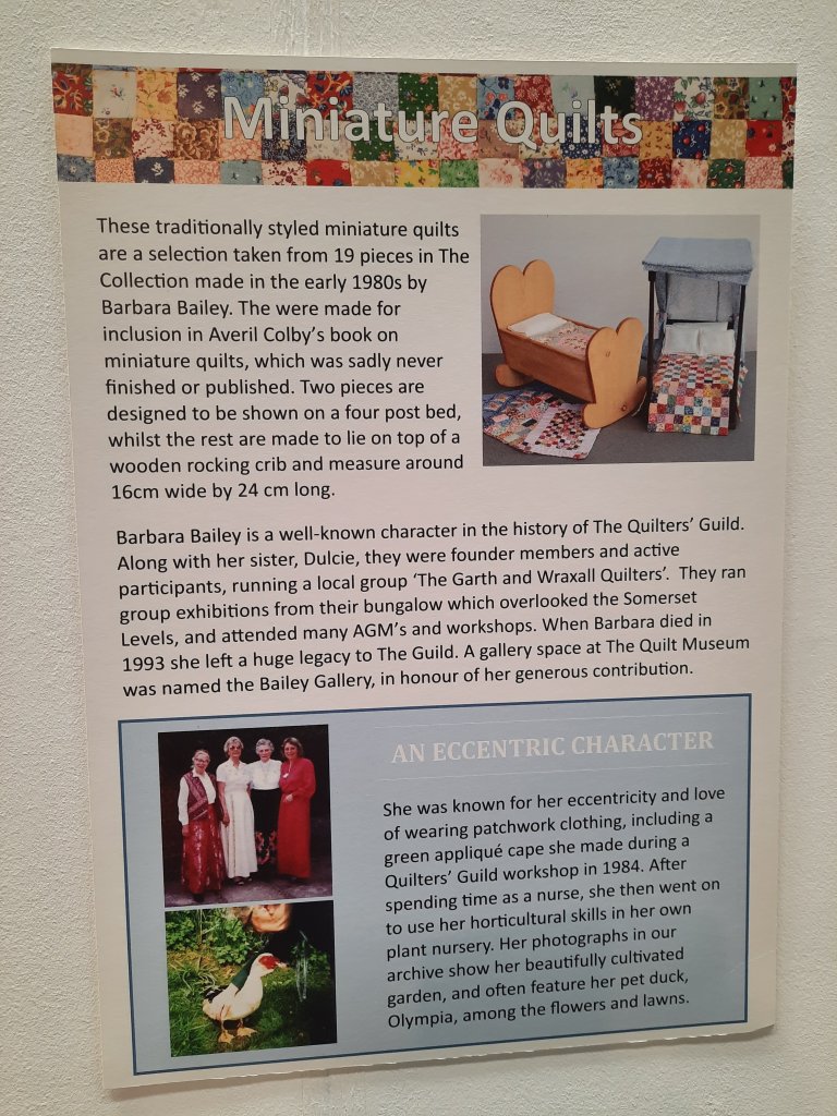 Description of miniature patchwork by Barbara Bailey, in The Quilters' Guild Collection