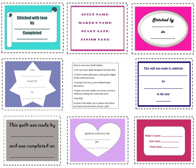 Quilt-Labels, designed by Amanda Jane Textiles, on Spoonflower