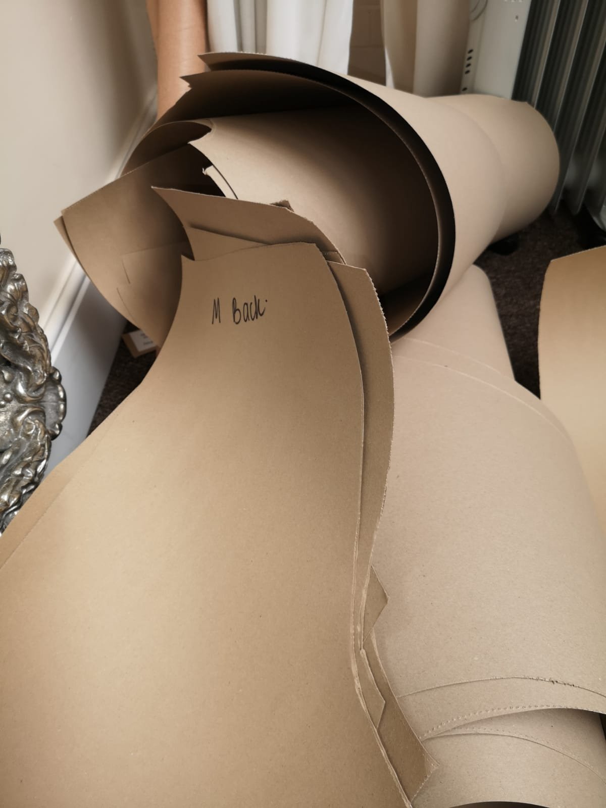 cardboard pattern pieces for making hospital scrubs