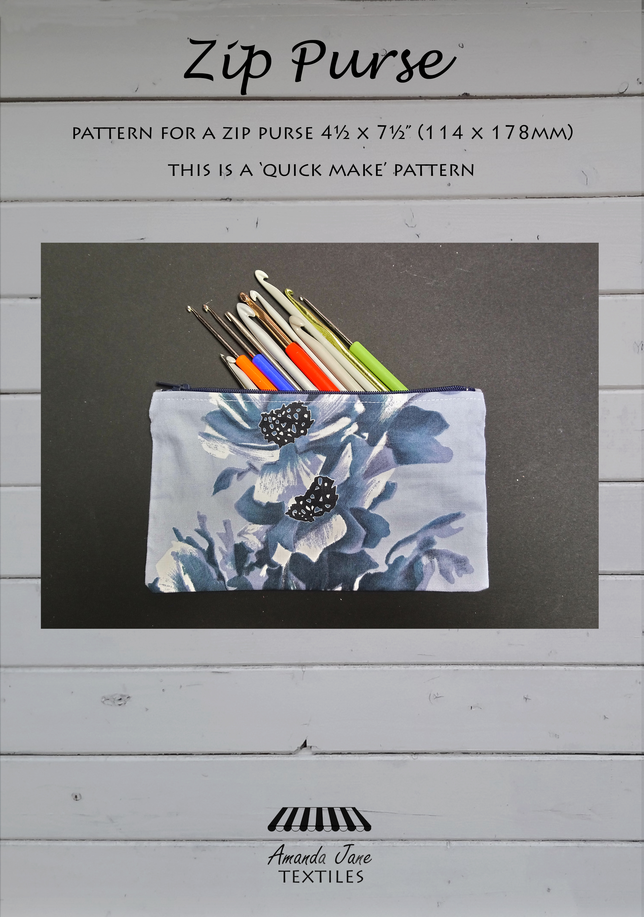 Zipped-Purse pattern by Amanda Jane Textiles