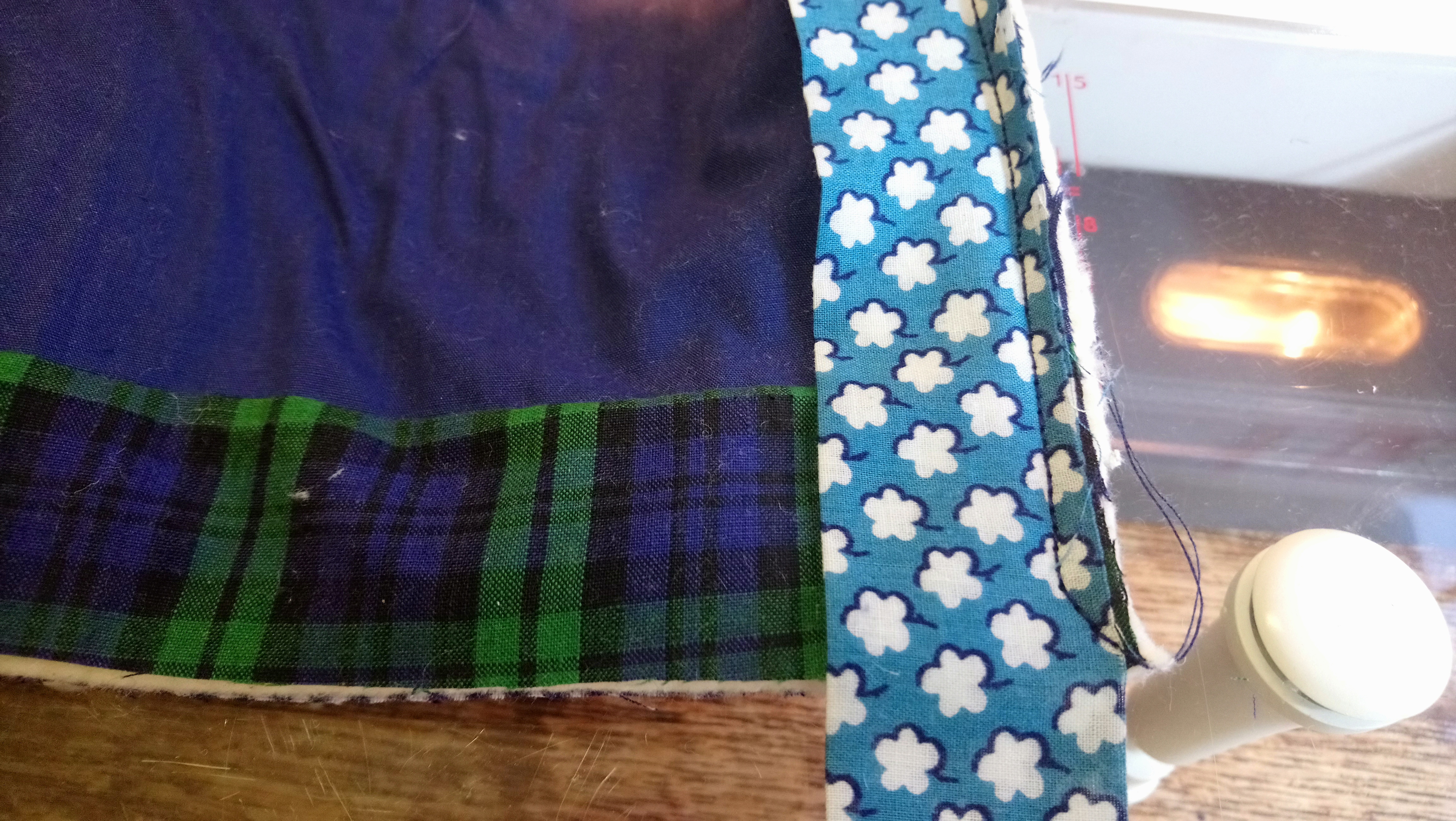 Corner of quilt binding