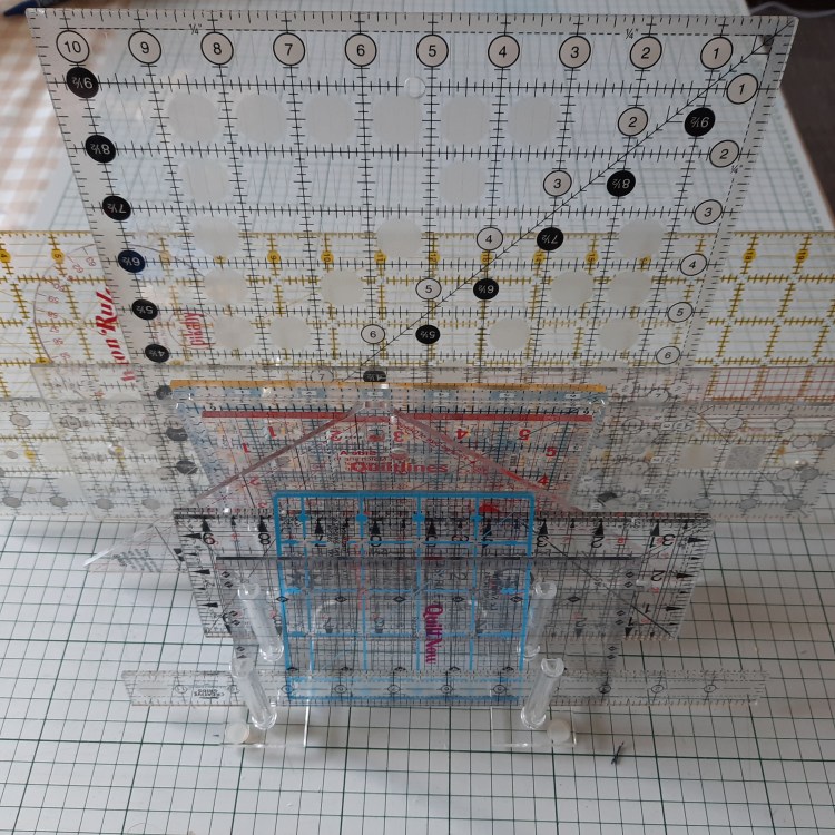 Quilters' rulers in a stand