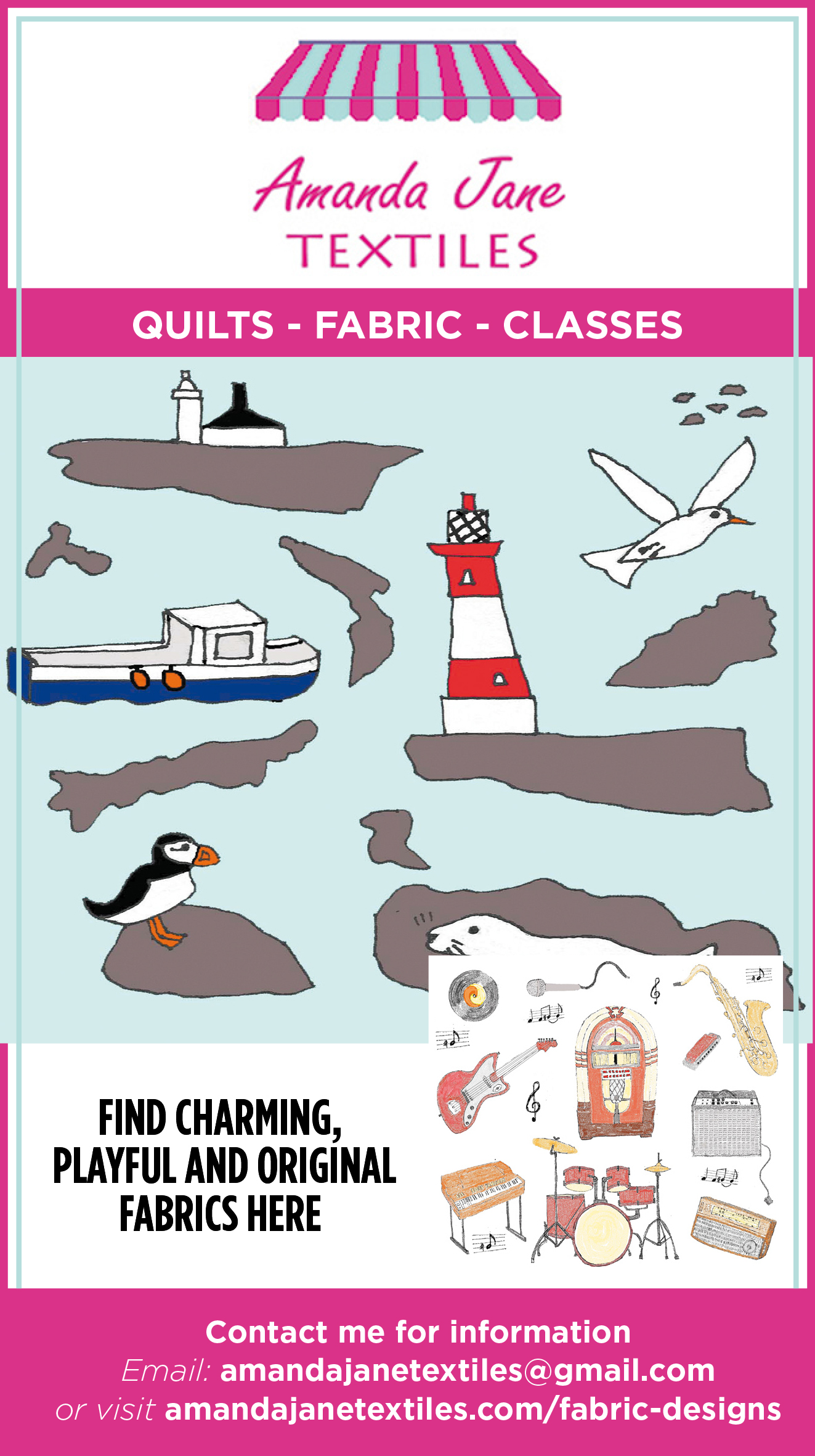 MailMetroMedia advert for Amanda Jane Textiles fabrics