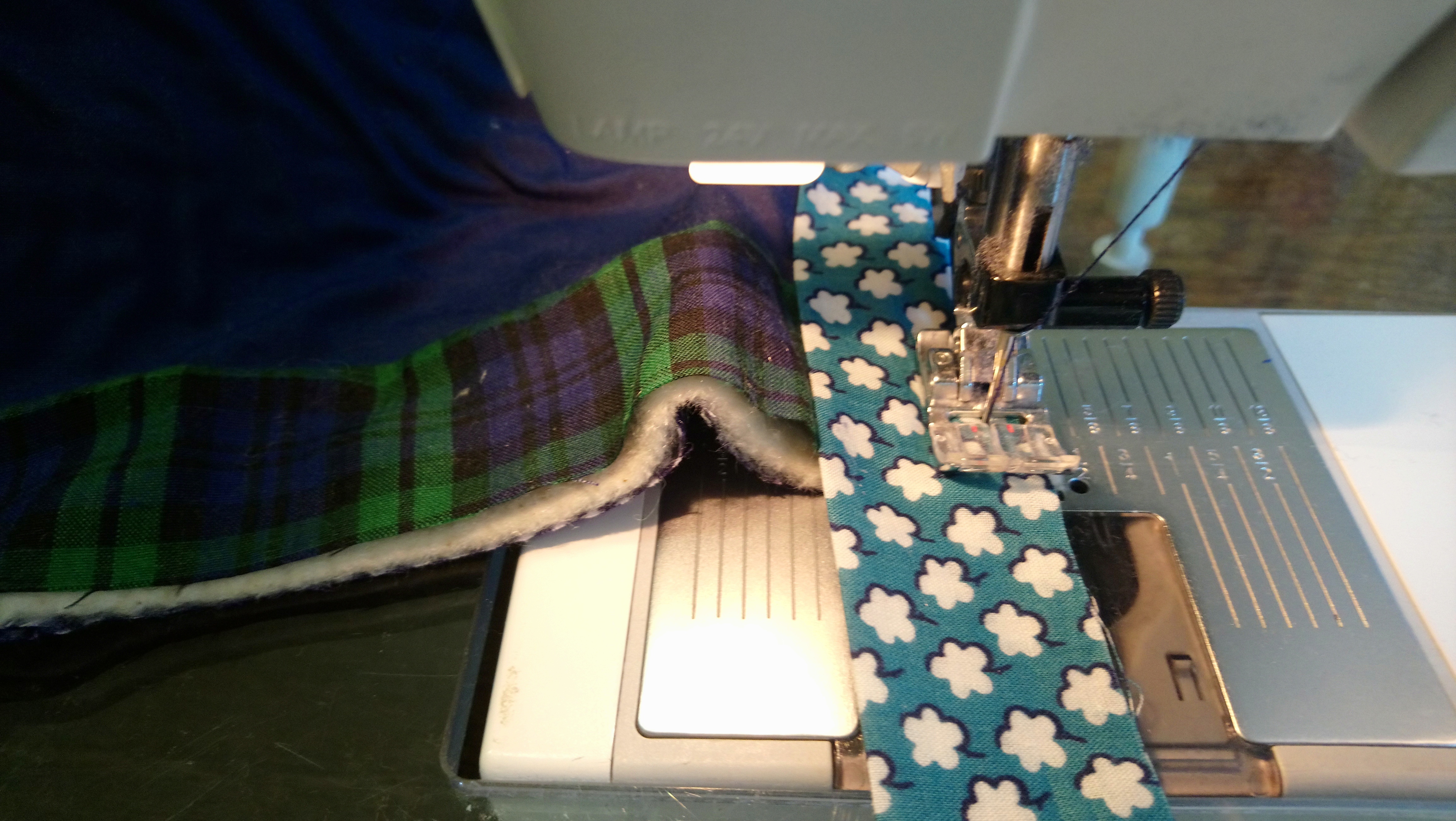 Attaching a binding, stopping at the corner