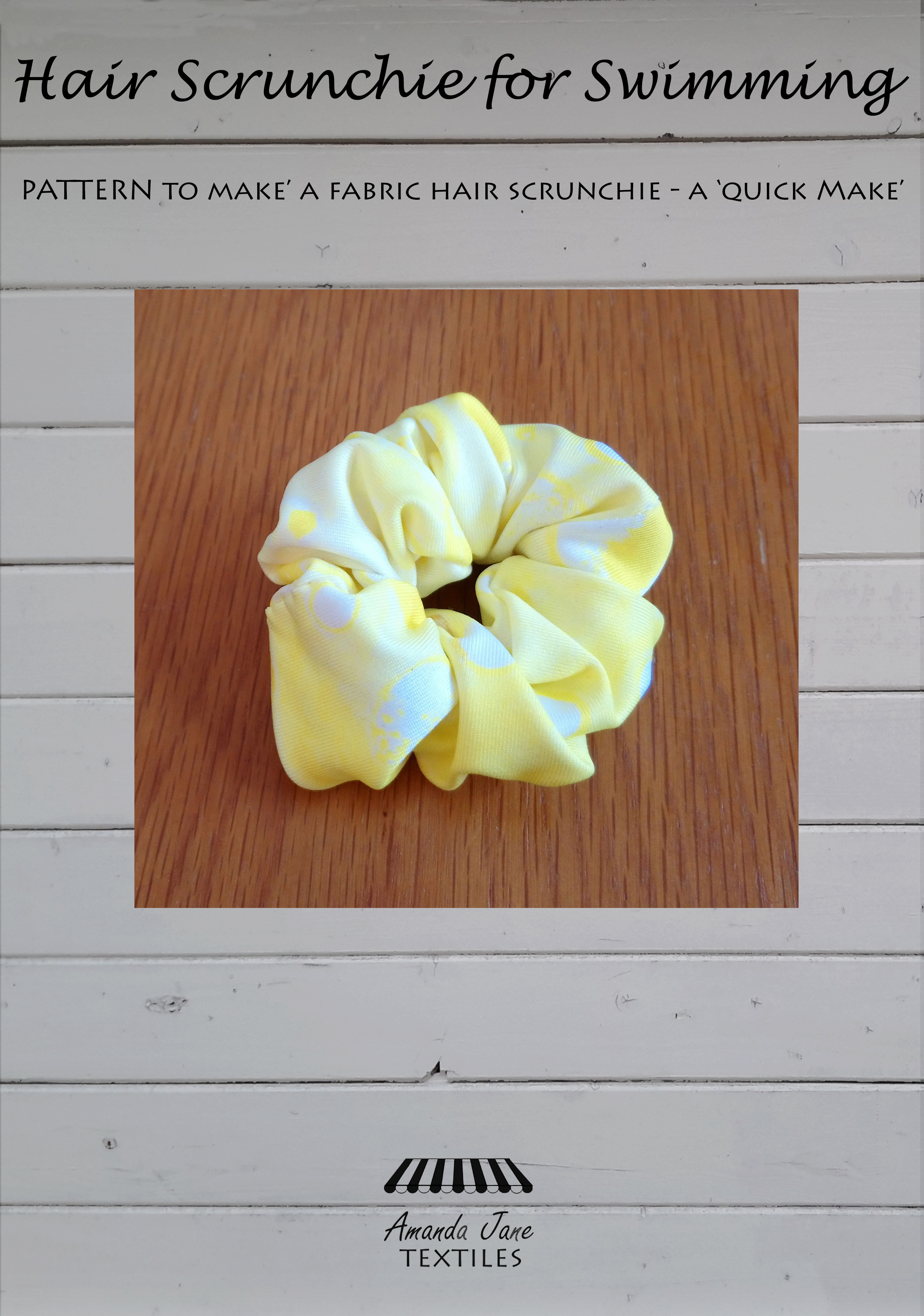 'Hair Scrunchie for Swimming' designed by Amanda Jane Textiles, pattern cover