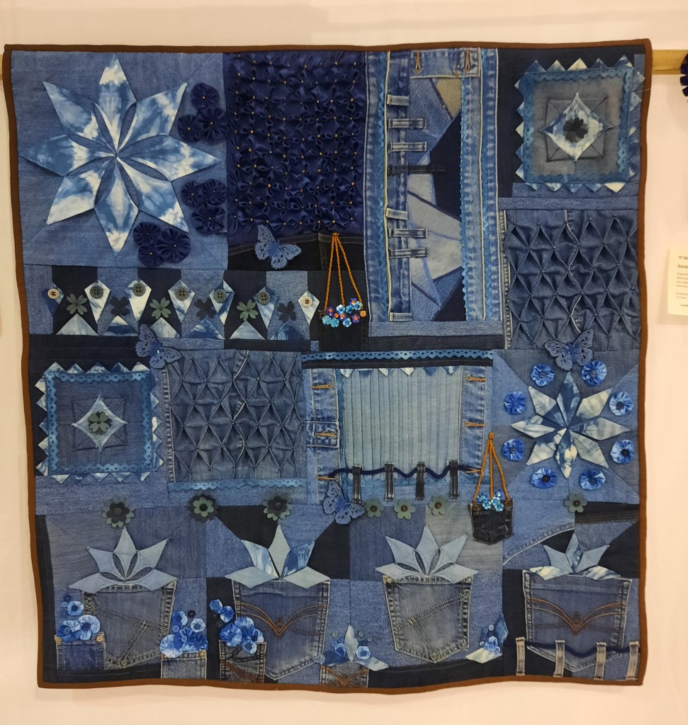 'Gardenim' by Barbara Bradley, quilt made of manipulated pieces of denim