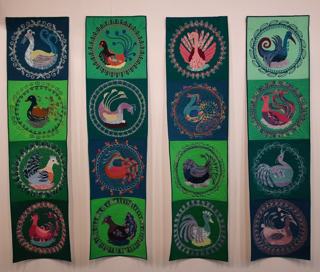 'Couched Birds' by Sheena Norquay at the Knitting & Stitching Show, London 2023