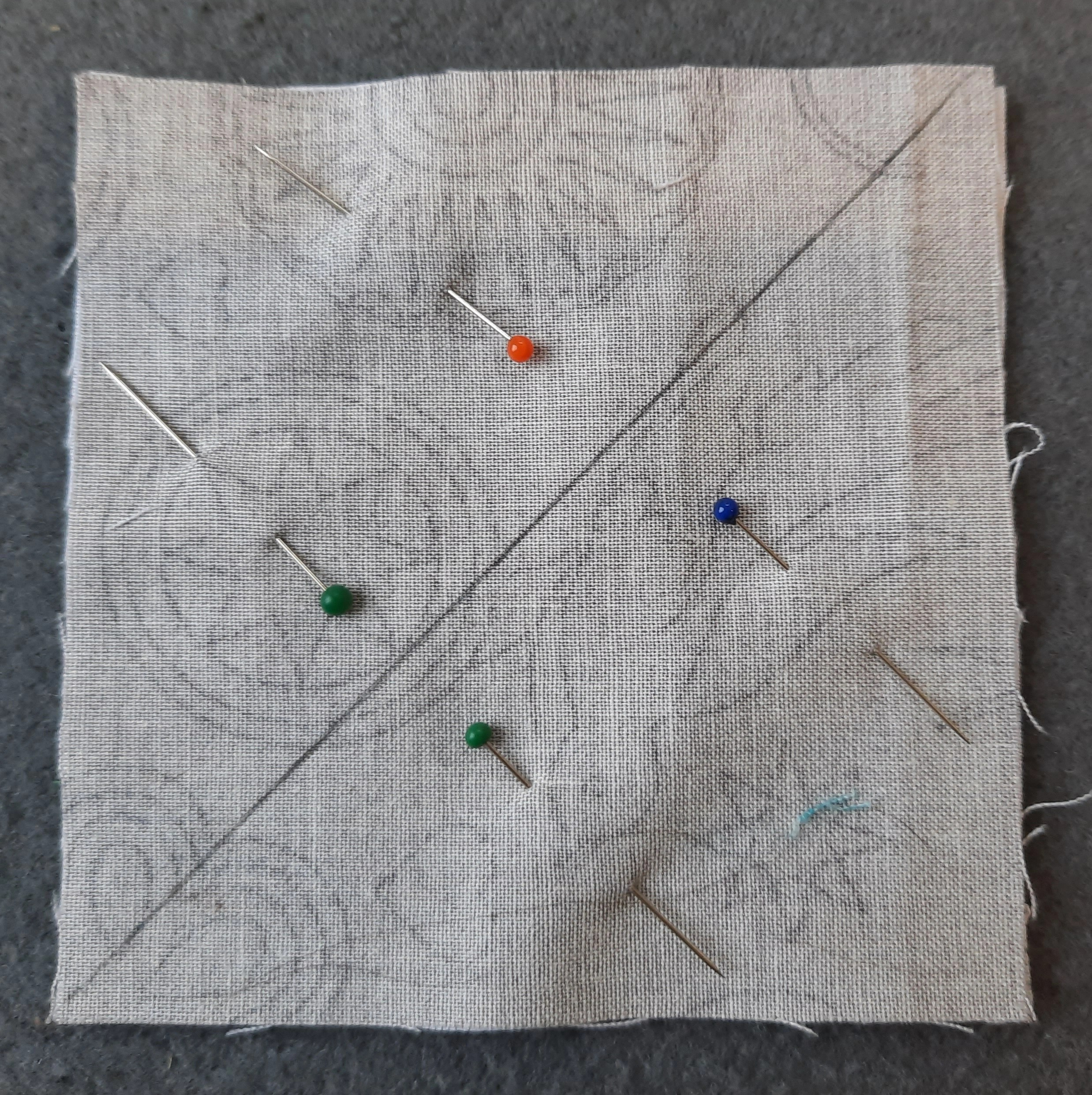 Making a half-square triangle block