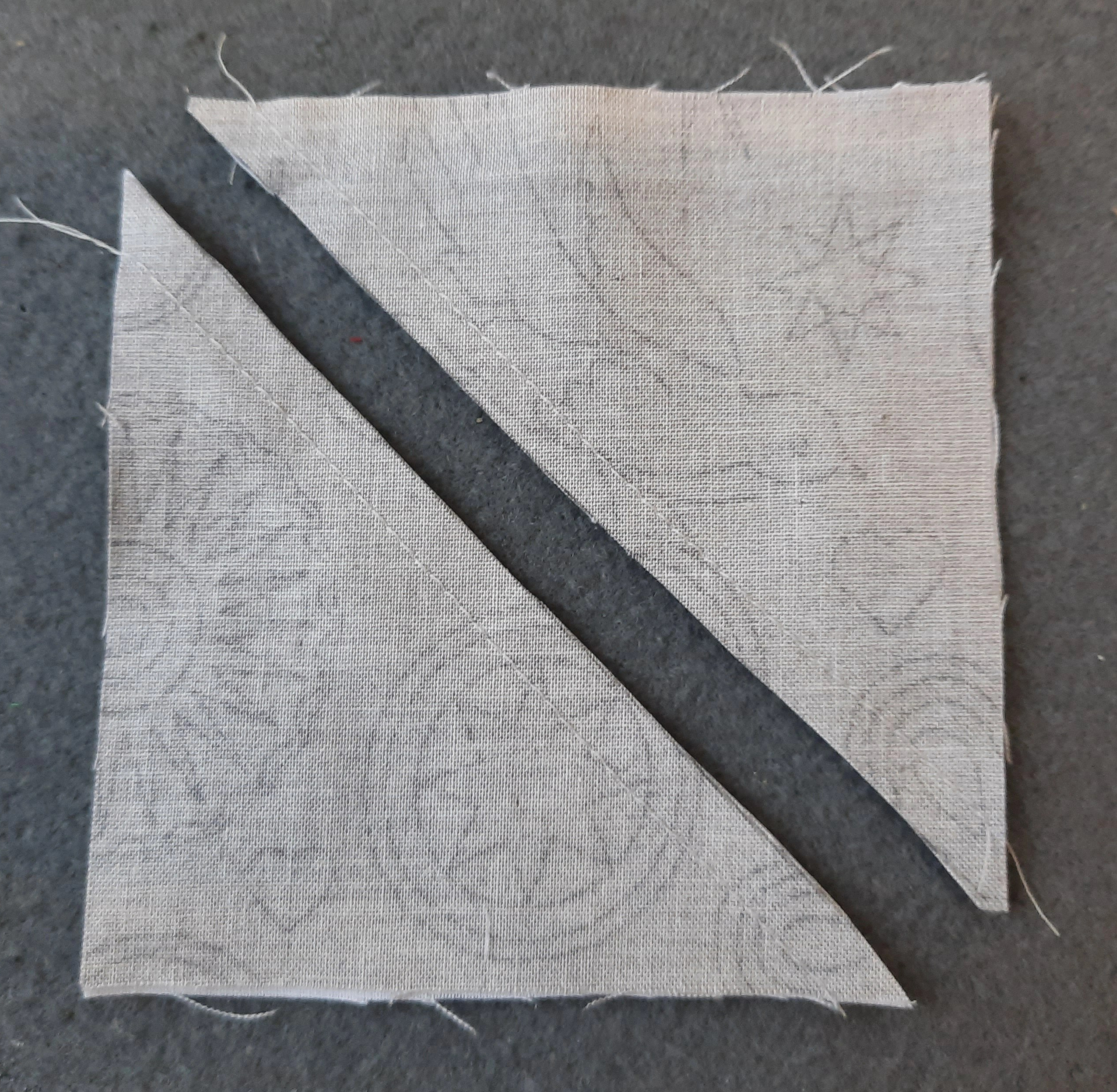 Making a half-square triangle block