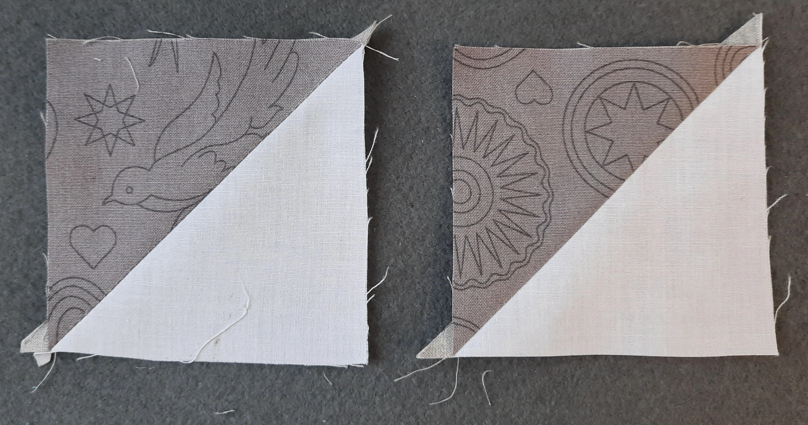 Making a half-square triangle block