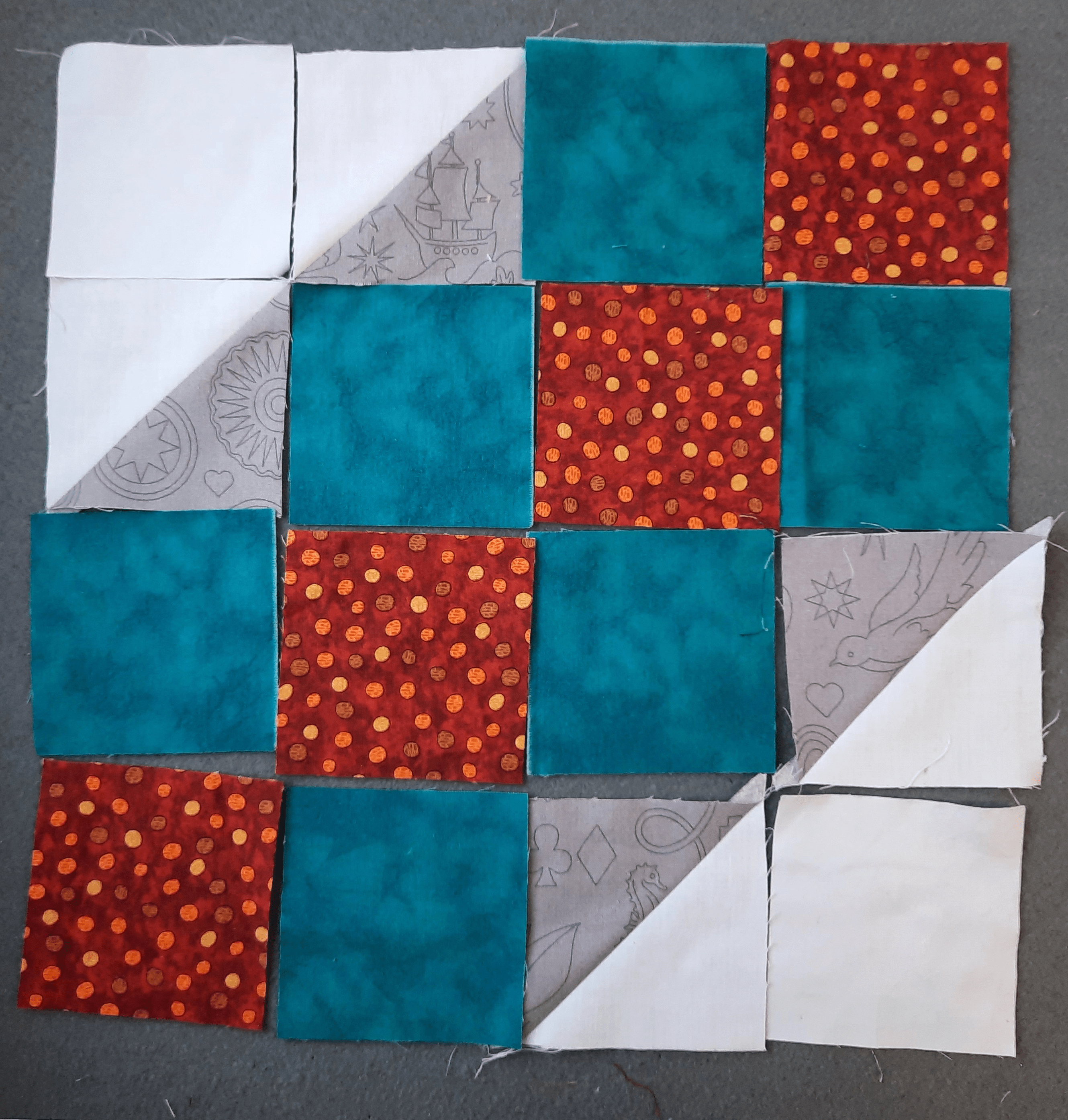 Making a patchwork block, step 1