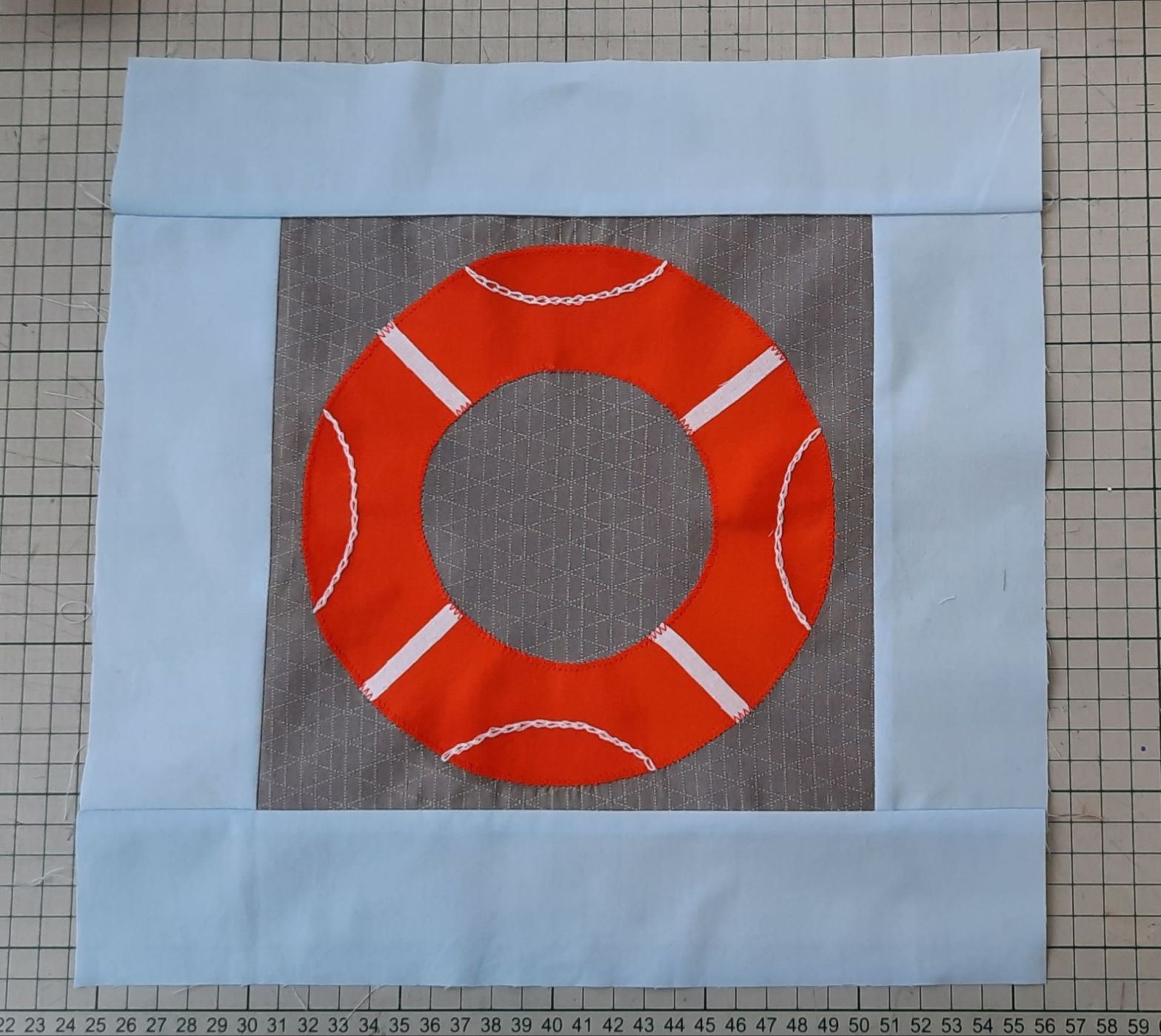 Making the lifebelt block, the finished block