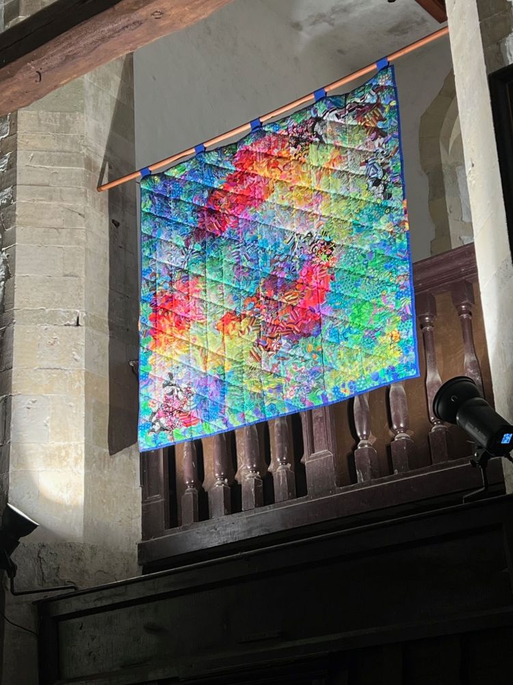 Quilted wall-hanging in the church of St Mary the Virgin, Fordwich. made by a group lead by Natalie Miller, photograph by Natalie Miller, reproduced by permission