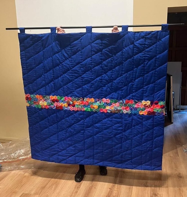 Quilted wall-hanging in the church of St Mary the Virgin, Fordwich. made by a group lead by Natalie Miller, photograph by Natalie Miller