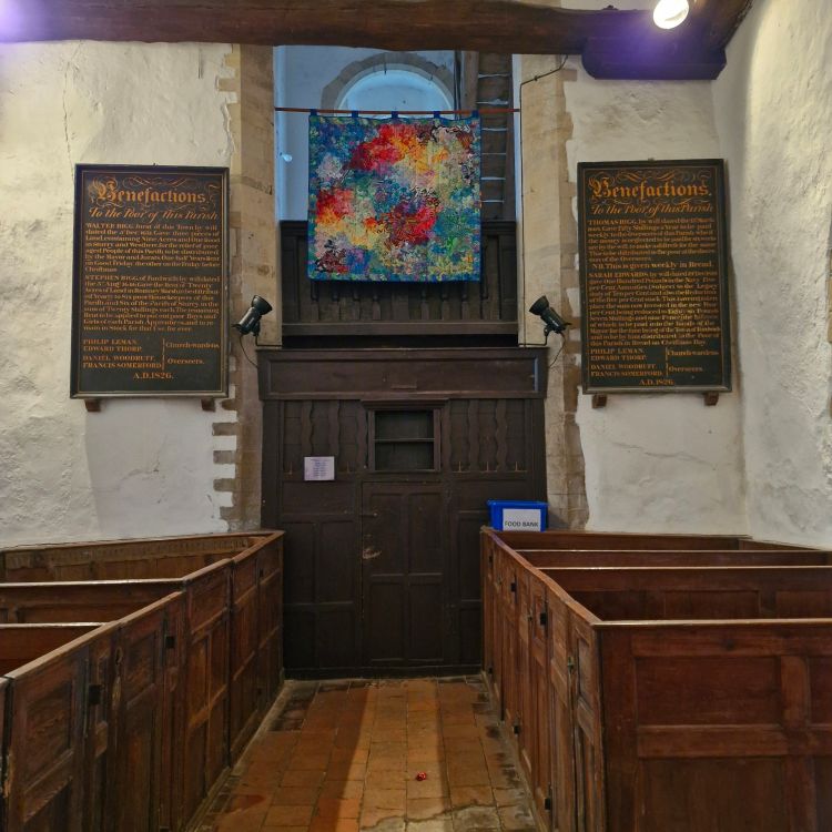 Quilted wall-hanging in the church of St Mary the Virgin, Fordwich. made by a group lead by Natalie Miller, photograph by Amanda Jane Ogden