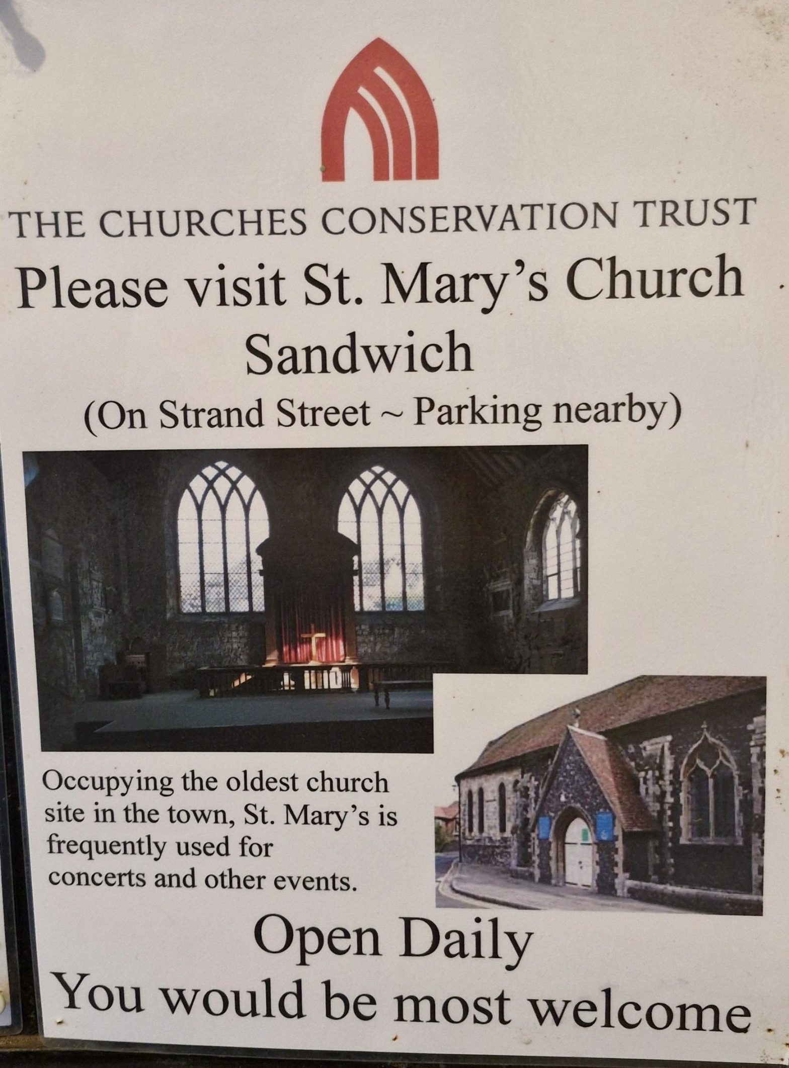 Poster outside the Church of St Mary the Virgin, Fordwich, Kent, photo by Amanda Jane Ogdfen