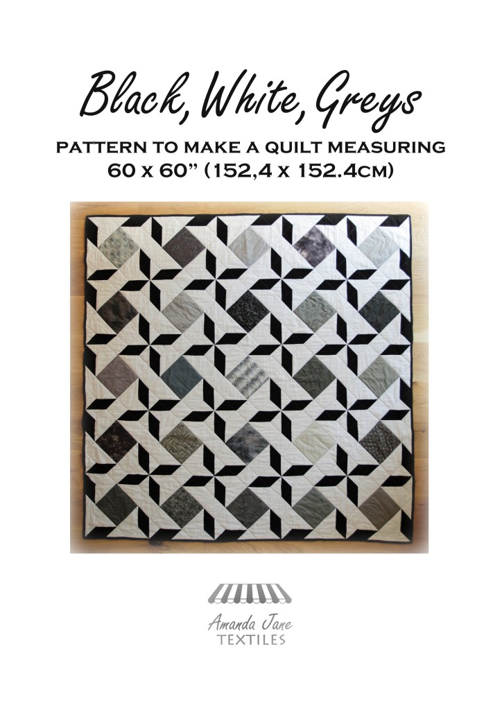 'Black, White, Greys' quilt pattern by Amanda Jane Textiles