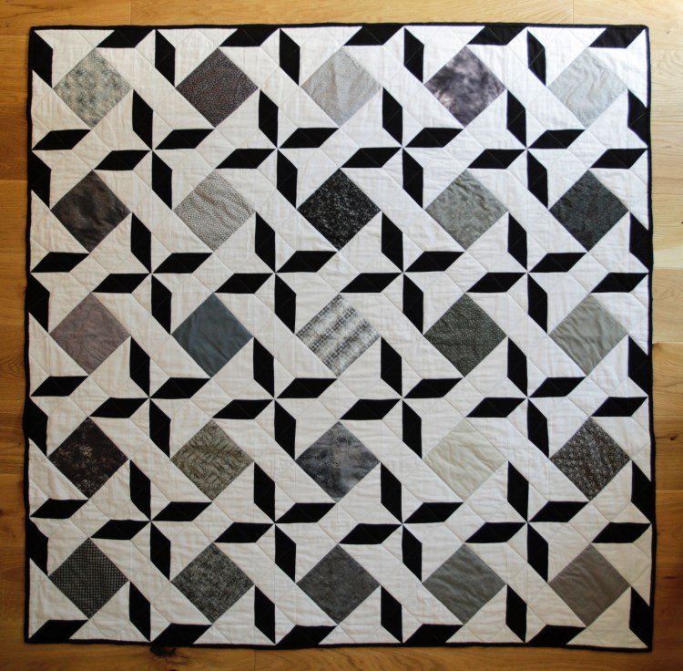 'Black, White, Greys' quilt by Amanda Jane Textiles