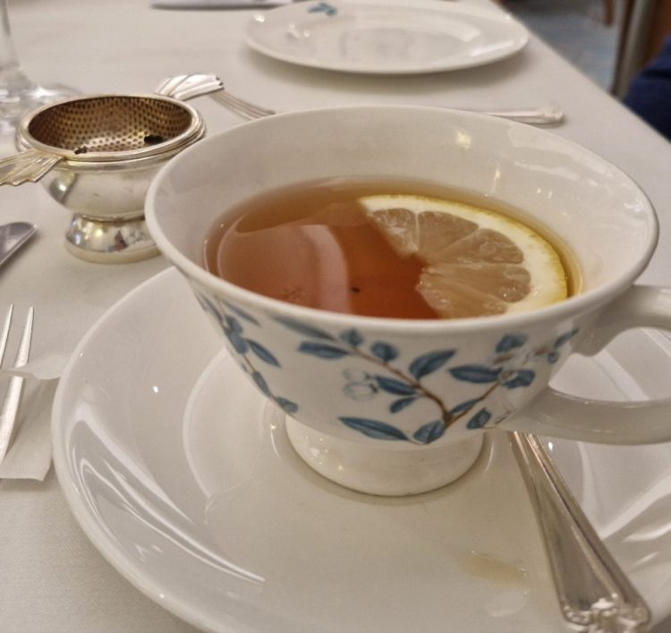 a cup of tea in the cafe at Fortnum and Mason