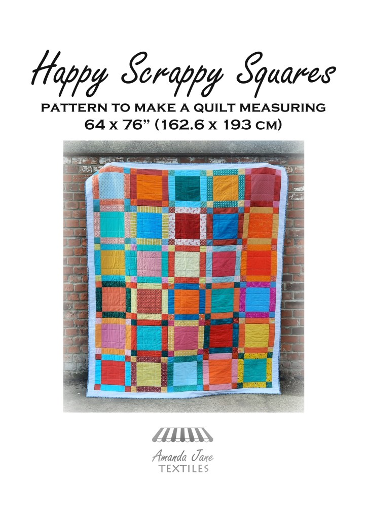 'Happy Scrappy Squares' quilt by Amanda Jane Textiles
