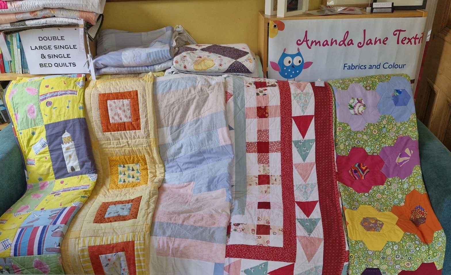 quilts on display