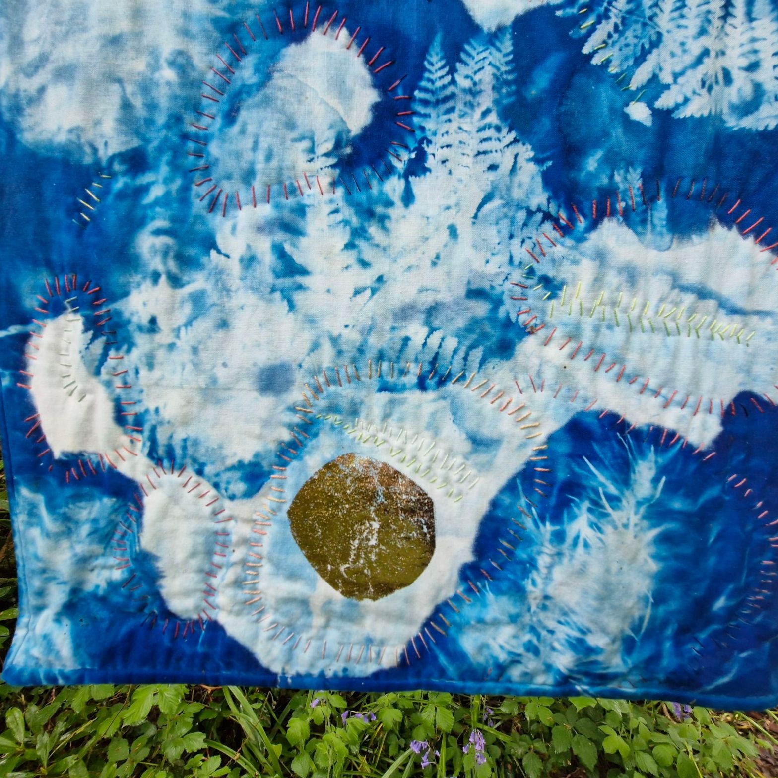 textile art by Gillian Cooper in Tir Na nOg woods