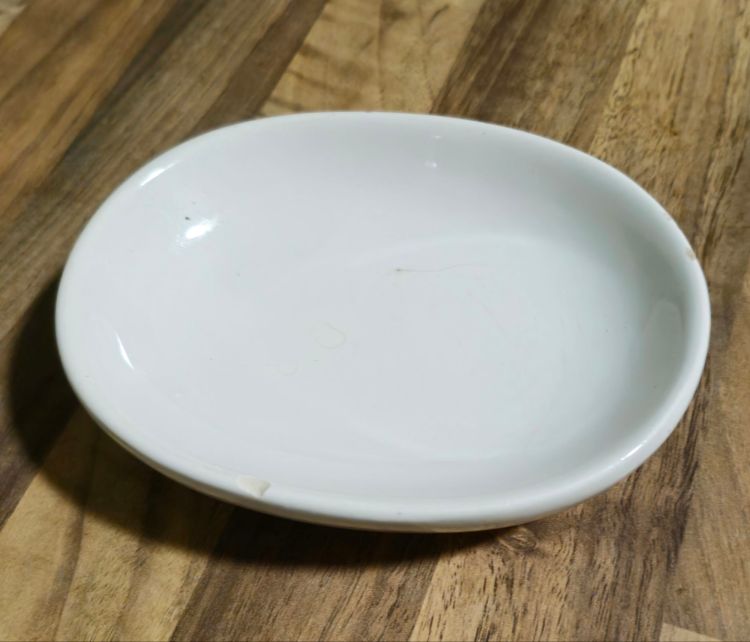 China dish, used as a template for a patch